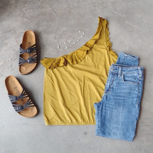 J. Crew Tops - J. Crew Factory Ruffle One Shoulder Top large